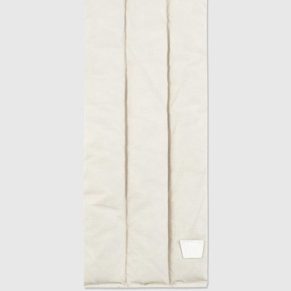 NWOT WOOD WOOD Noto Tech Stripe Down Filled Scarf Tan Cream